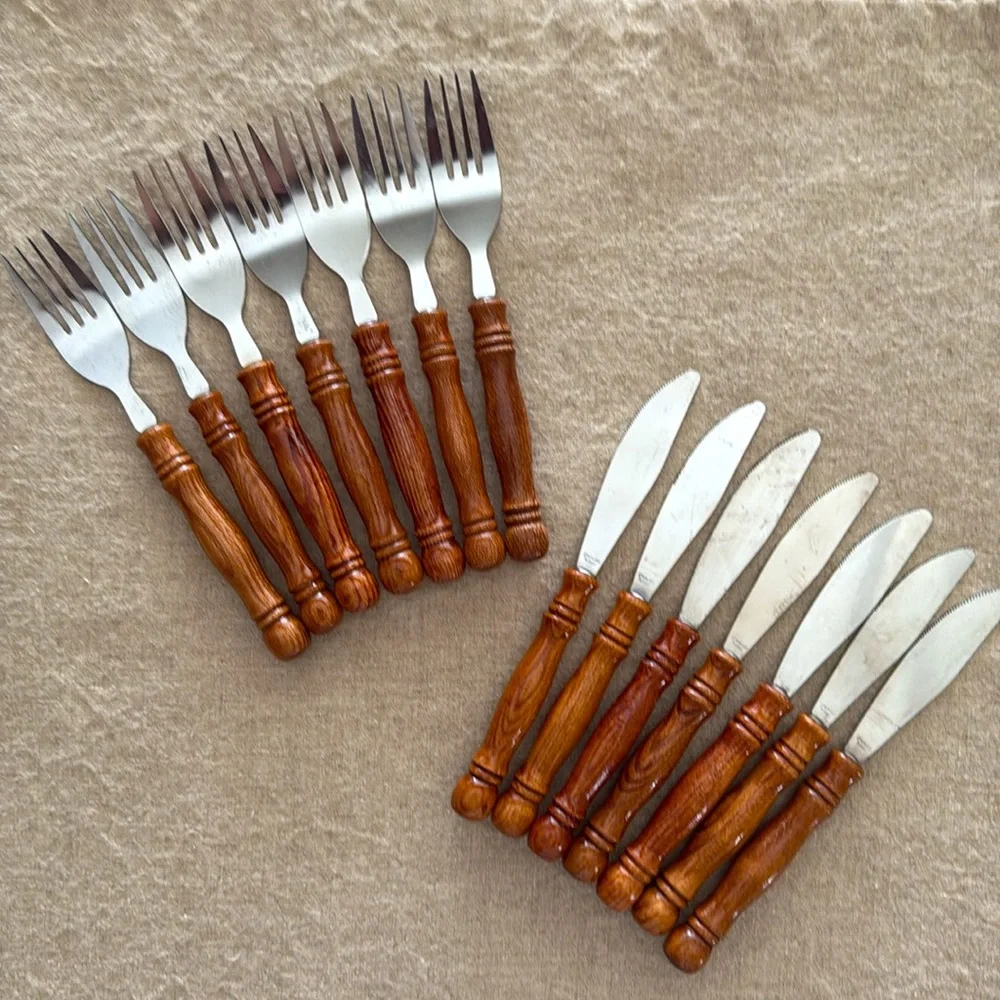 VTG | Wooden Handle Stainless Steel Flatware🍴
